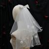 Flower Marry Veil Pearl Wedding Gauze Simple Bride Head Gauze  Women