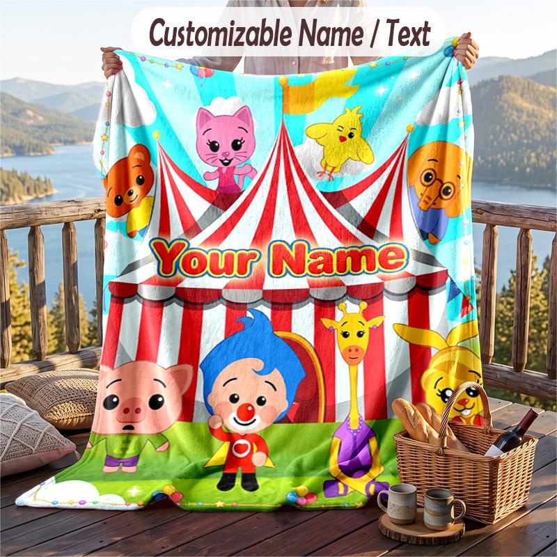 El Payaso Plim Plim Flannel Blanket, Personalized Custom Name Text, Soft Warm Plush Throw Blanket For Gift