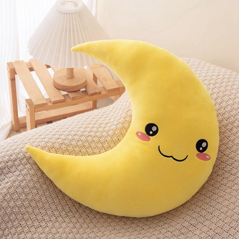 Whimsical Moon Pillow For Kids Premium Plush Stuffed Cushion With Soft Pp Cotton Filling For Cozy Snuggles