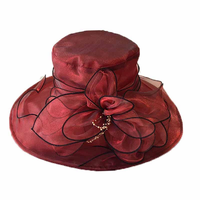 Sombrero elegante con estampado de lunares y flores para mujer, sombrero de Organza con ala ancha, Fiesta en la playa, 2022