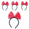 Party Show Ribbon Headband Small, Red, 4 Pieces
