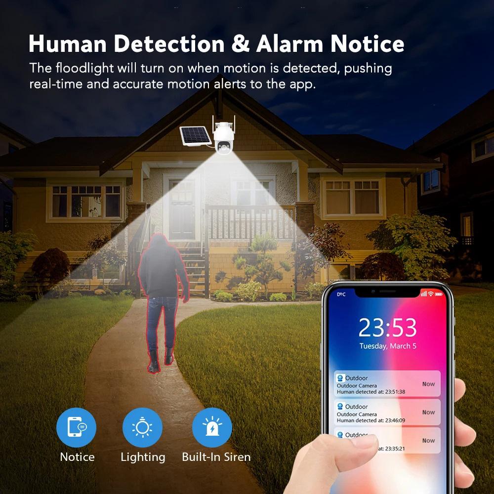 CamHiPro Low Power Solar Monitor PTZ Dome Camera - European & American Version