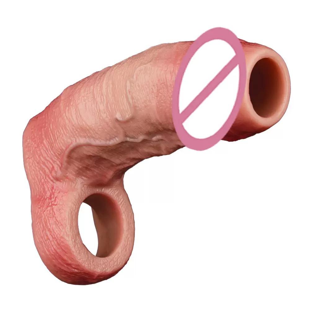 Реалистичный силиконовый рукав на пенис размера S M L XL с открытым концом, кольцо, реалистичный полый дилдо, секс-игрушка для увеличения пениса