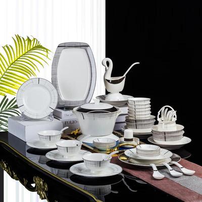 Haoya Jingdezhen 60-предметный набор столовой посуды из керамики в стиле легкой роскоши