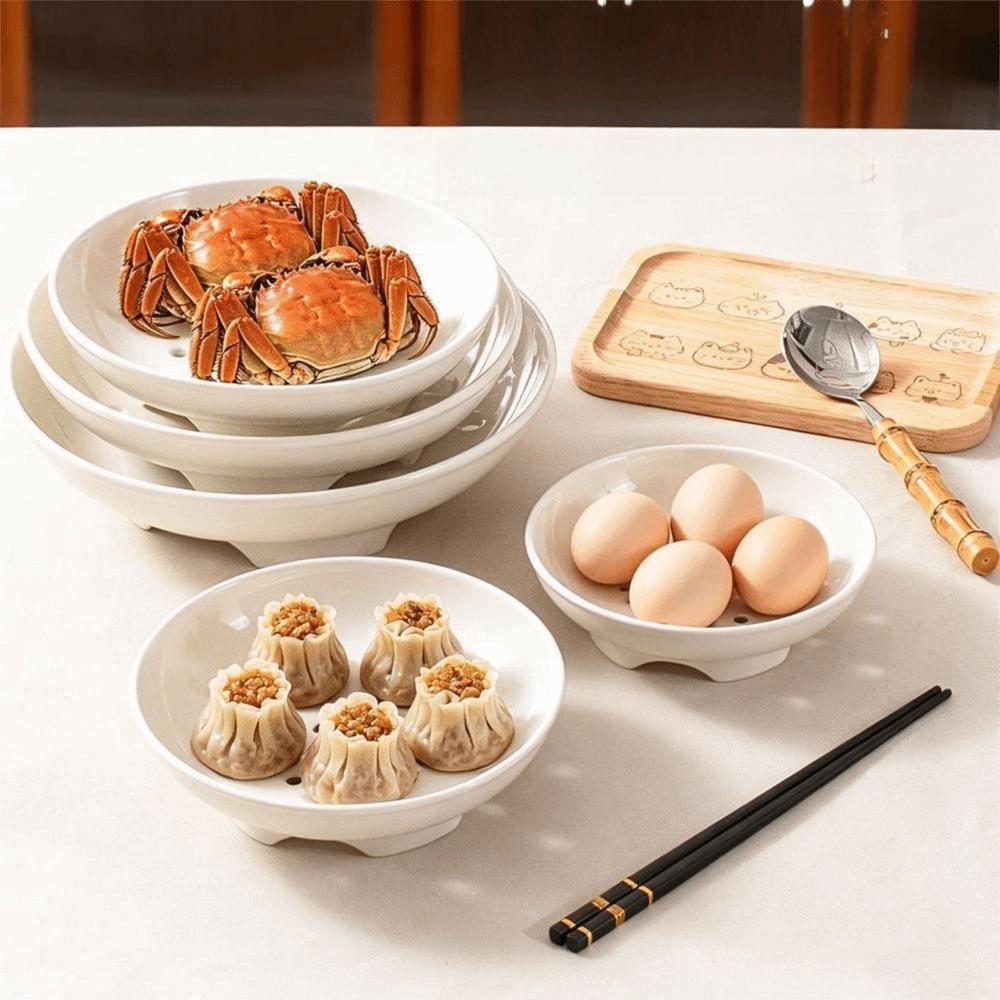 Hollow Porous Ceramic Steamer High-legged Steaming Bowl Universal Food Steaming Dish Egg Custard