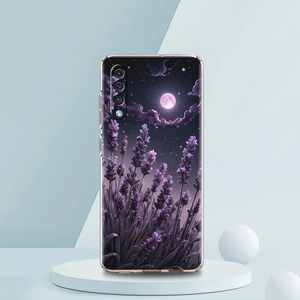 Прозрачный чехол для телефона для Samsung Galaxy A16 A14 A12 A22 A24 A42 A02 A03S A06 A20 A30 A40 Мягкий чехол из ТПУ Лавандовый узор Capas