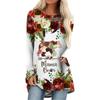 Осенняя женская длинная футболка с цветочным принтом, топы с круглым вырезом, свободные футболки с длинными рукавами, женская модная уличная одежда, повседневная одежда в стиле Харадзюку