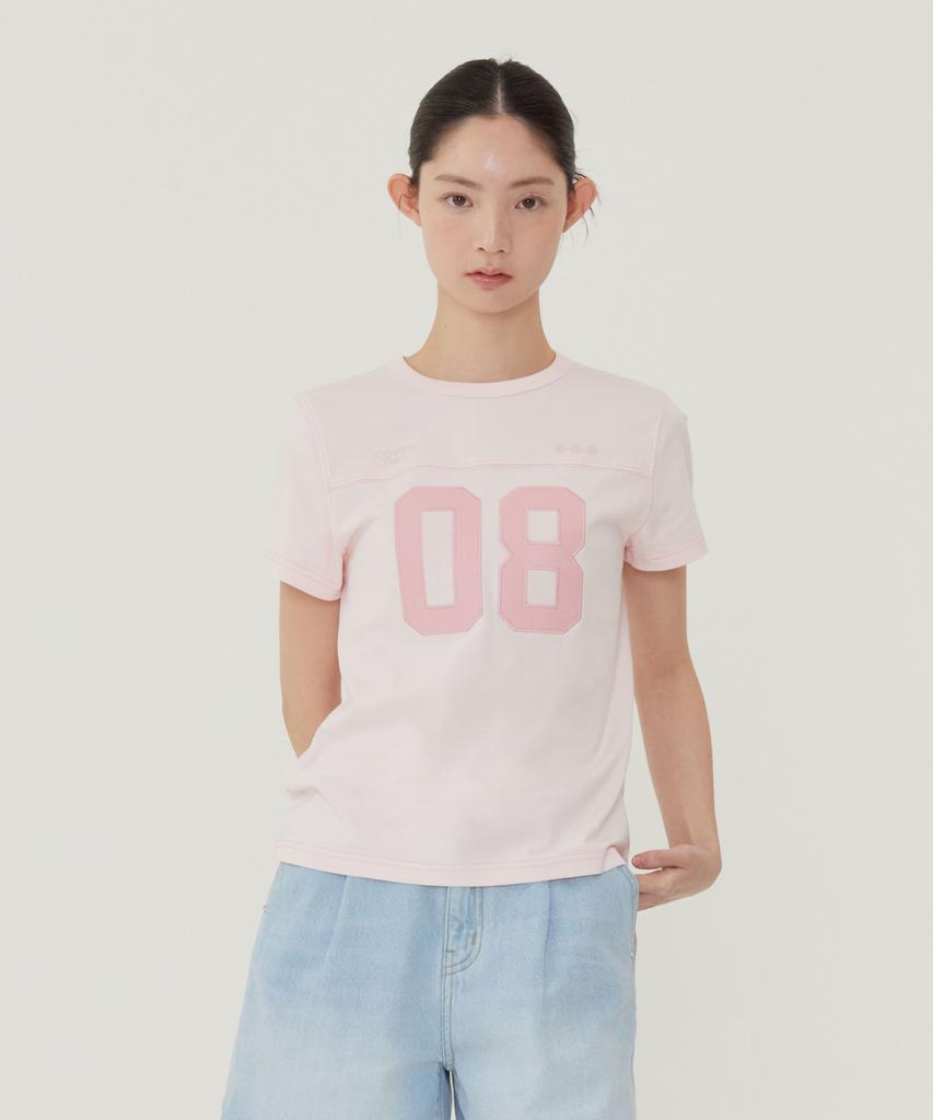 COVERNAT WOMAN Number Logo T-Shirt Pink