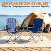 Set of 2 folding camping chairs with cup holder, carrying bag and high back