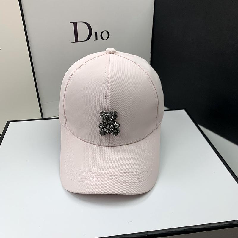 Sunscreen hat women's summer new fashion sun hat spring and autumn rhinestone bear baseball cap face cap