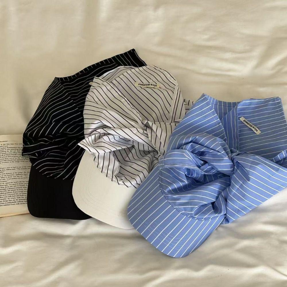 Korean Style Scarf Hat Cotton Strappy Scarf Hat Sweet Cool Stripe Baseball Cap Girl