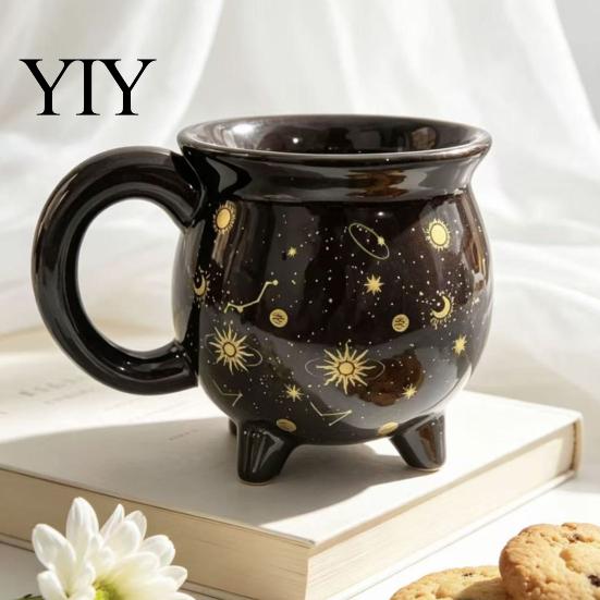Novelty Ceramic Drinkware Halloween Coffee Mug with Ergonomic Handle, 380ml Capacity, Pot Shaped Creative Shape Cup, Hot And Cold Beverages