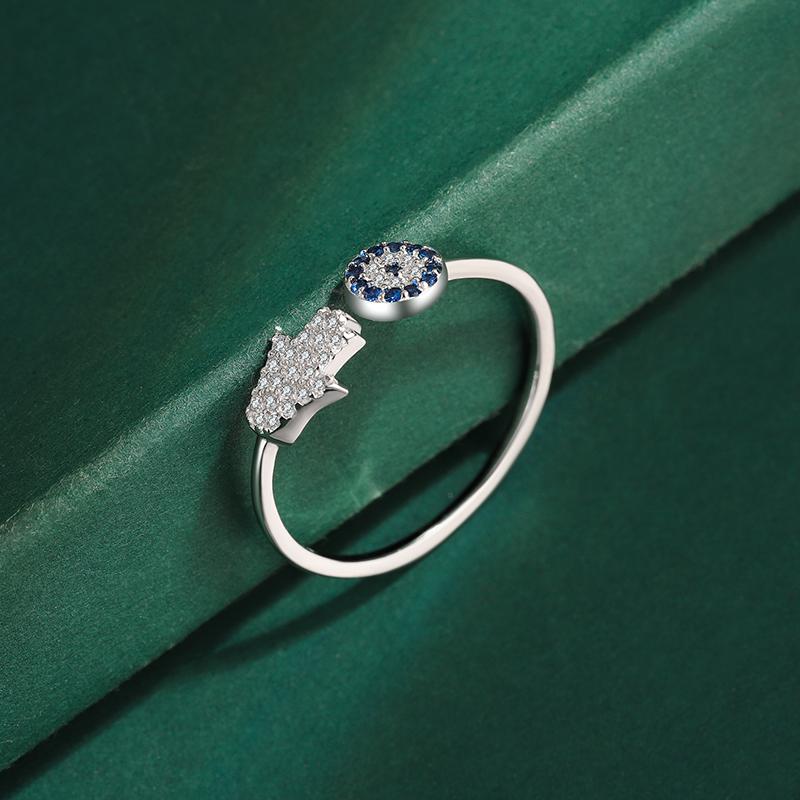 Fashion Irregular Palm Round Sapphire Full Zircon Couple Ring for Women 100% Original Sterling Silver Anniversary Gift Jewelry