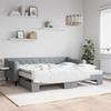 VidaXL Daybed with Trundle and Mattress Light Grey 90x200 Cm Fabric 3197444