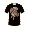 "Praying For Money" Graphic Print Crew Neck Short Sleeve T-shirt For Men, Casual Summer T-Shirt For Daily Wear