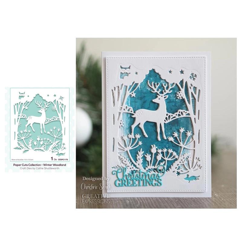 Олень в лесу ночью дизайн стиль металлические трафареты DIY Скрапбукинг трафарет для тиснения бумага ремесло шаблон альбома