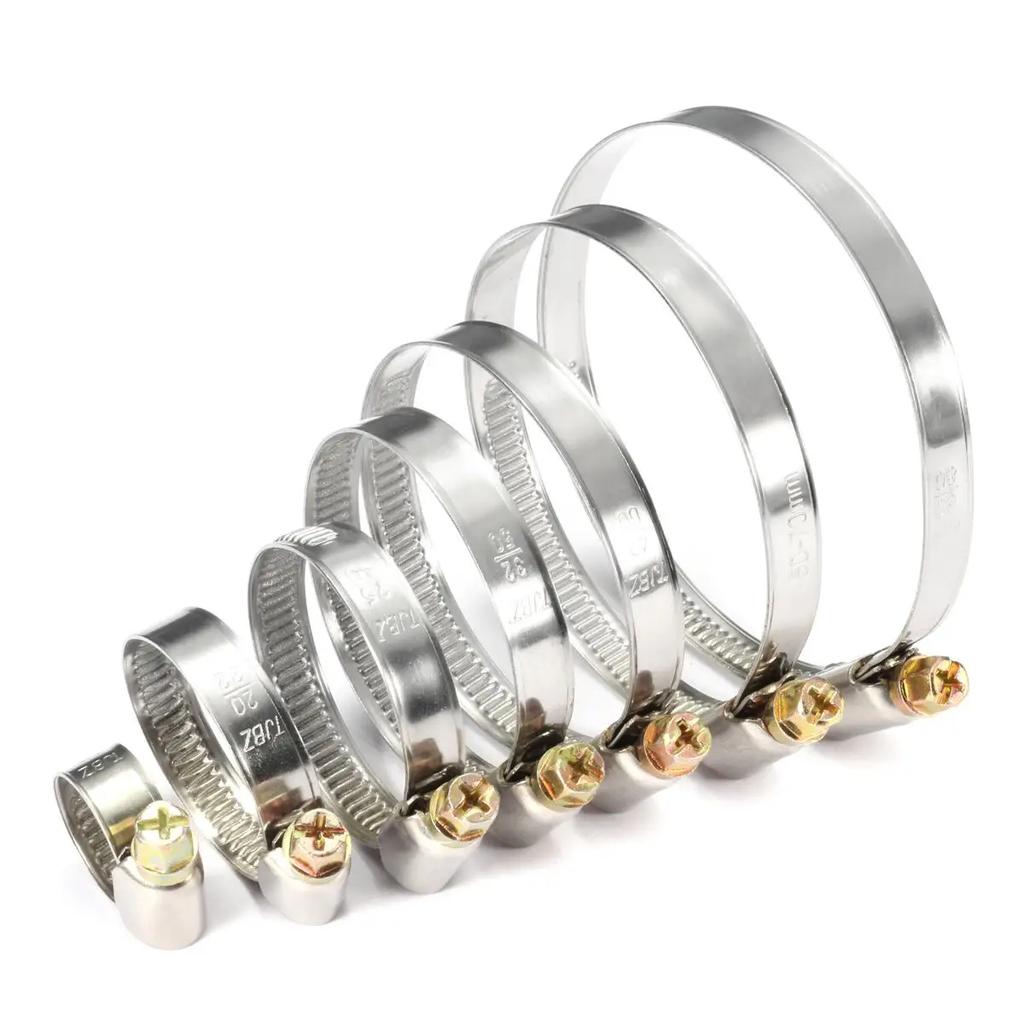 20Pcs/set Pipe Clamps Stainless Steel Hoop Hose Clips Fuel Hose Pipe Clamps Worm Drive Durable Adjustable Drive Hose Clamp
