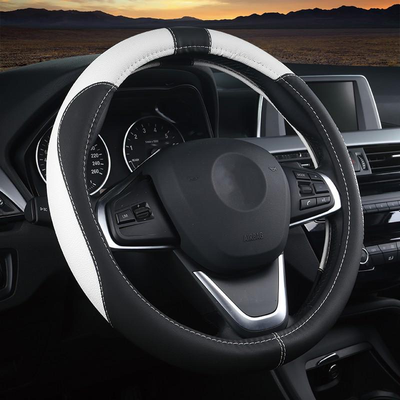 Чехол на руль из высококачественной кожи с двойной строчкой — трансграничный аксессуар для салона автомобиля на все времена года