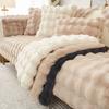 Rabbit Plush Sofa Cushion Winter Padded Plush Cushion Non-slip Leather Sofa Cover  Cover Cloth Towel