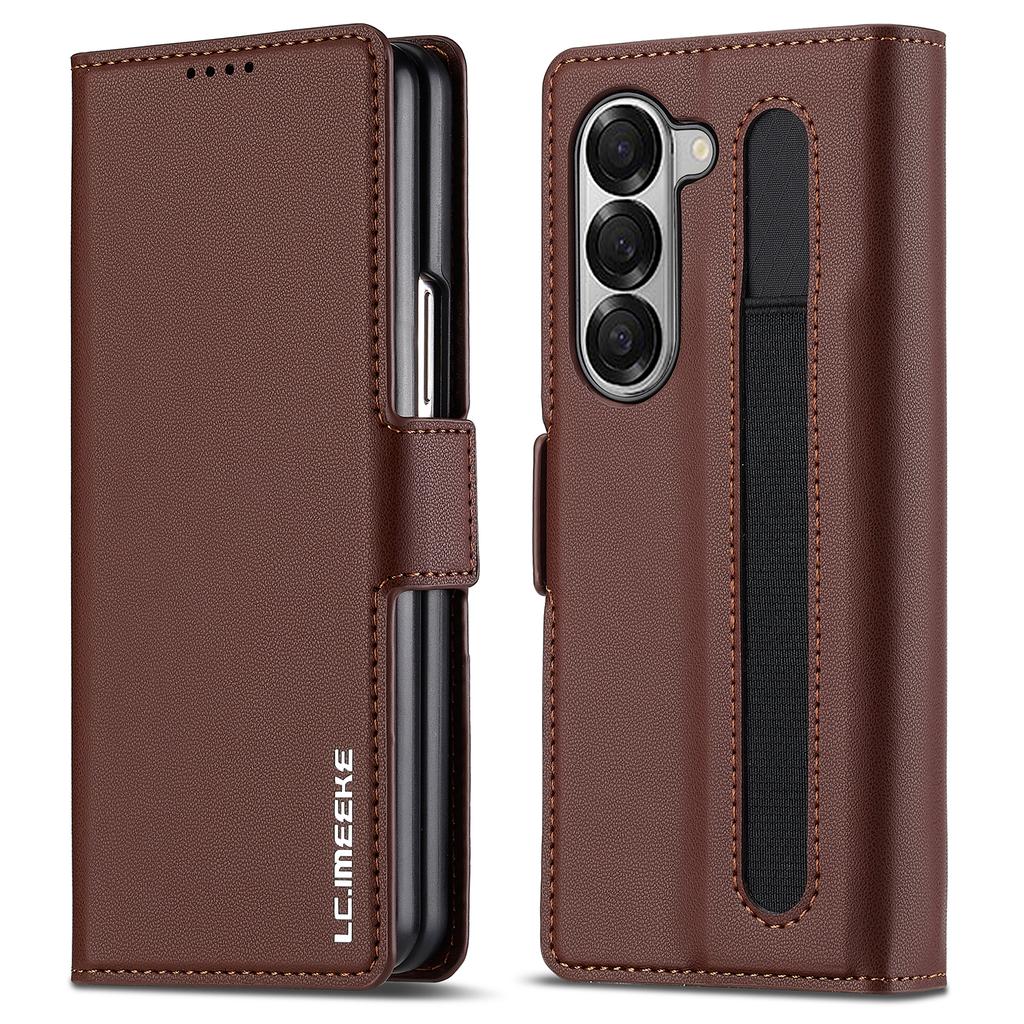 LC.IMEEKE L1 Для Samsung Galaxy Z Fold6 5G Чехол-подставка Текстура ПУ-кожа Кошелек Чехол для телефона