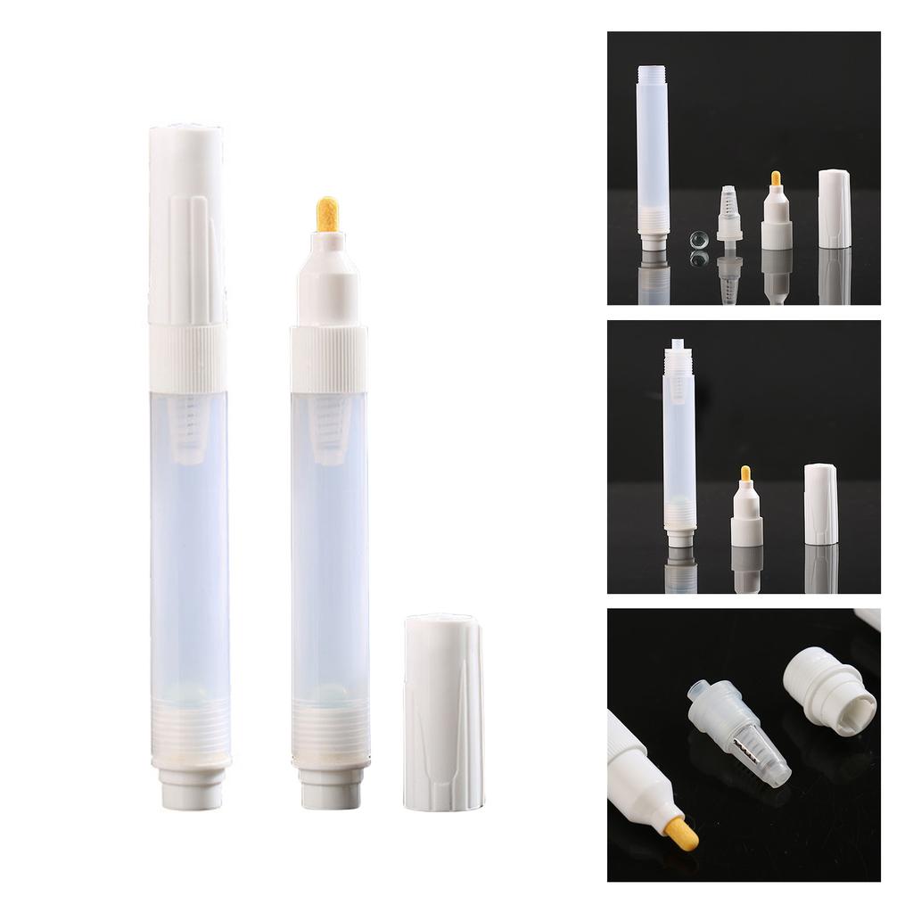 2 Pcs Empty Paint Markers Refillable Painting Pen 5mm Round Head Fillable Paint Marker Clear Acrylic Paint Marker