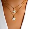 European & American Luxury Snowflake Pendant Necklace - Stainless Steel with Diamond Accents