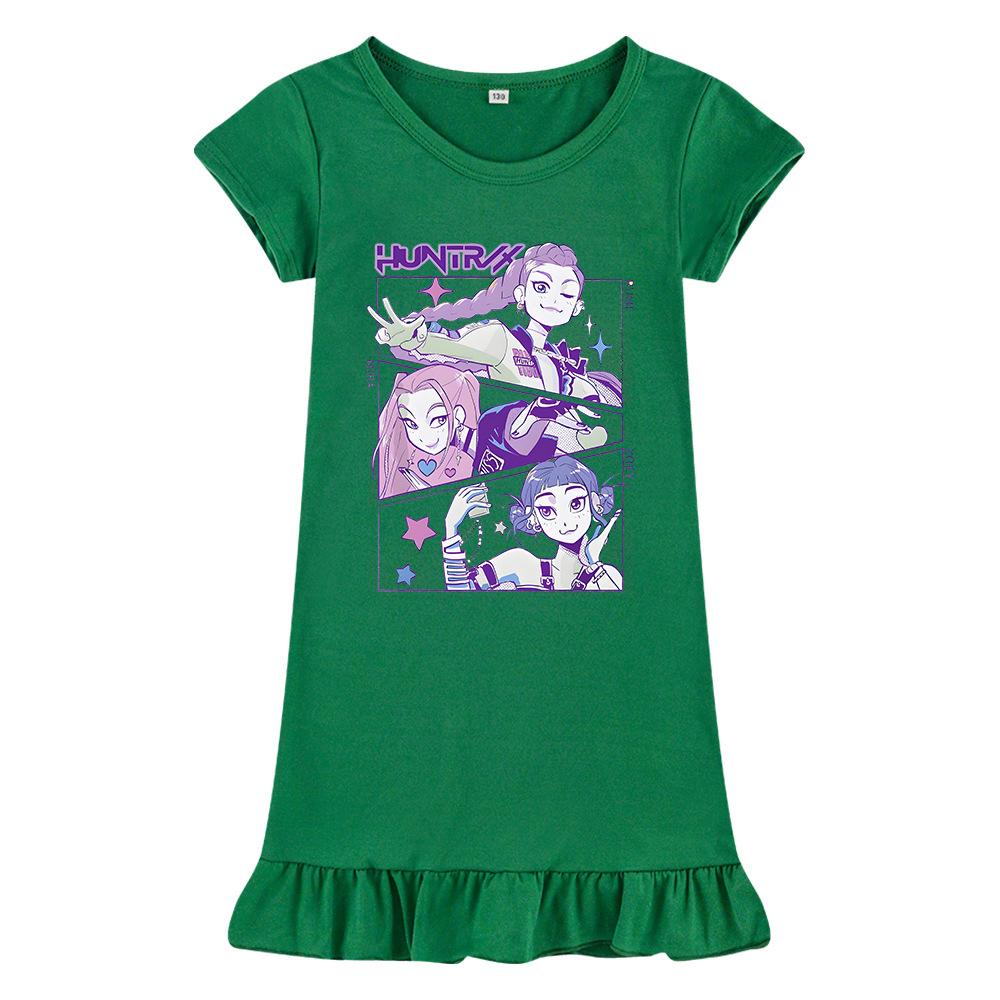 Hot selling Kpop witch hunting group printed girls' dress ice silk nightgown