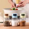 1Pc 0.5G Household Kitchen Press Type Quantitative Air-Tight Clear Glass Kitchen Tools Salt Control Bottle Jar Seasoning Bottle