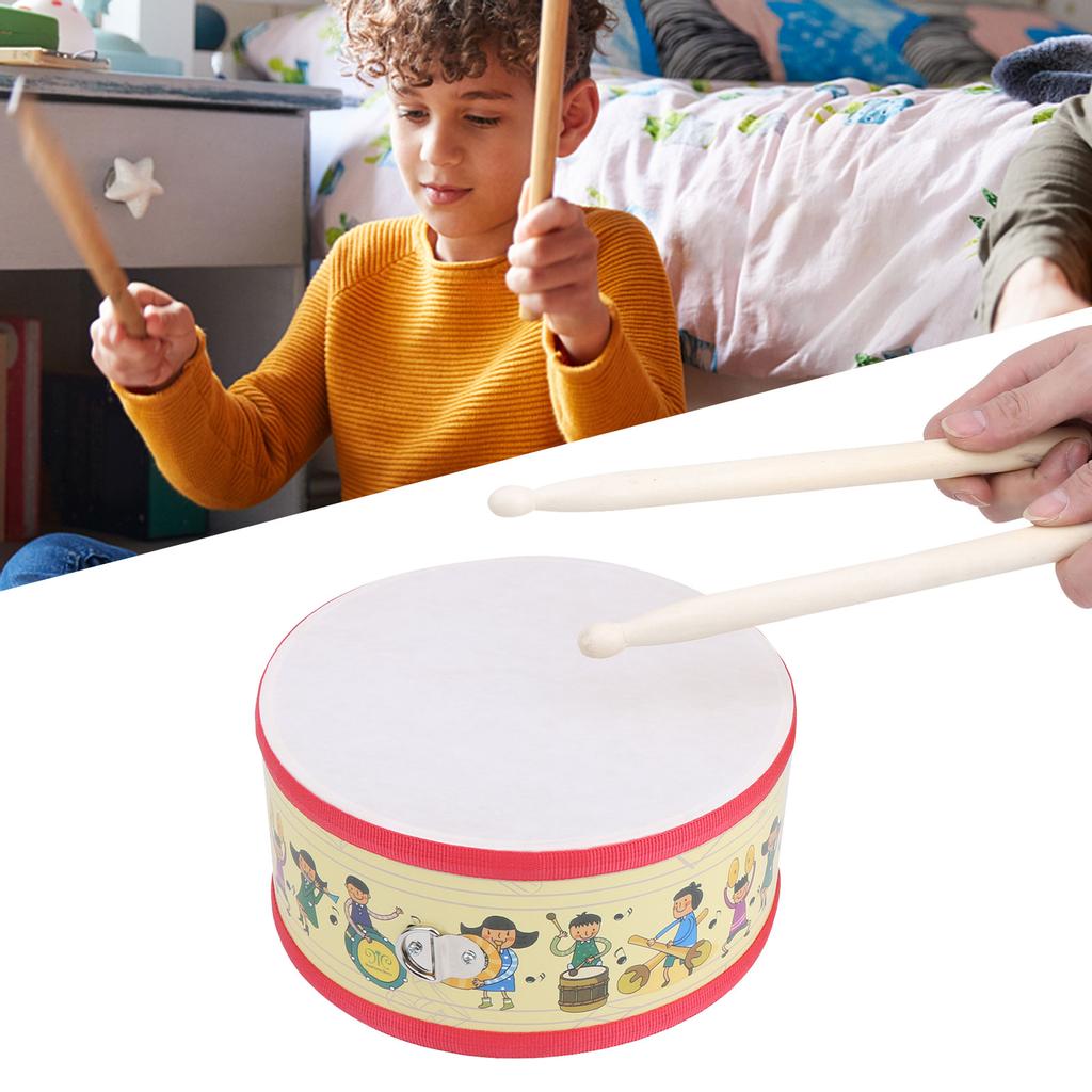 Детский ручной барабан, деревянный двухсторонний музыкальный инструмент с барабанной палочкой