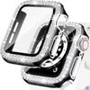 Стекло+Чехол Для Apple Watch корпус 40мм 44мм 45мм 41мм Аксессуары iWatch Алмаз+Защитное стекло Apple watch серия 3 5 6 SE 7 8