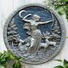 Лунный Олень Артемида Богиня Алюминиевый Металлический Настенный Декор Круглая Табличка 7,8 Дюйма Домашний Декор Хэллоуин Подарок