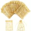 100pcs Golden Mesh Drawstring Party Favor Bags Gift Pouches for Candy Makeup Jewelry Accessories Travel Essential Party Supplies