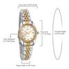 JEWELRYWE 3ATM Water Luminous Analog Japanese Quartz Stainless Steel Fashion Gold Color Women's Watch, Resistant, Calendar, Display, Movement, Band,