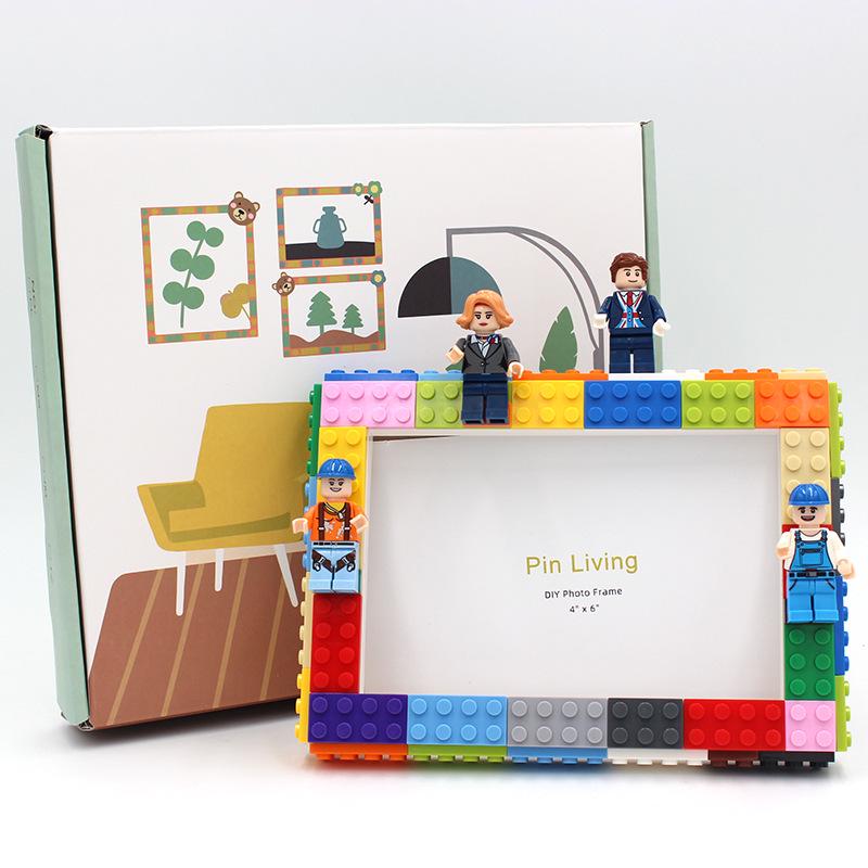 Pin Yi DIY Фоторамка из строительных блоков для детей - Креативная витрина для фигурок, Совместима с Lego, Идеально подходит для фотостены, Подарки к мероприятиям