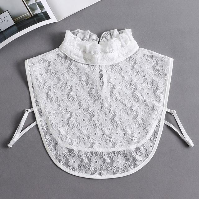 Hollow Lace Chiffon Doll Cotton Fake Collar Blouse Sweater Detachable Shirt Collar False Collar Lapel Women Top Collars Decor