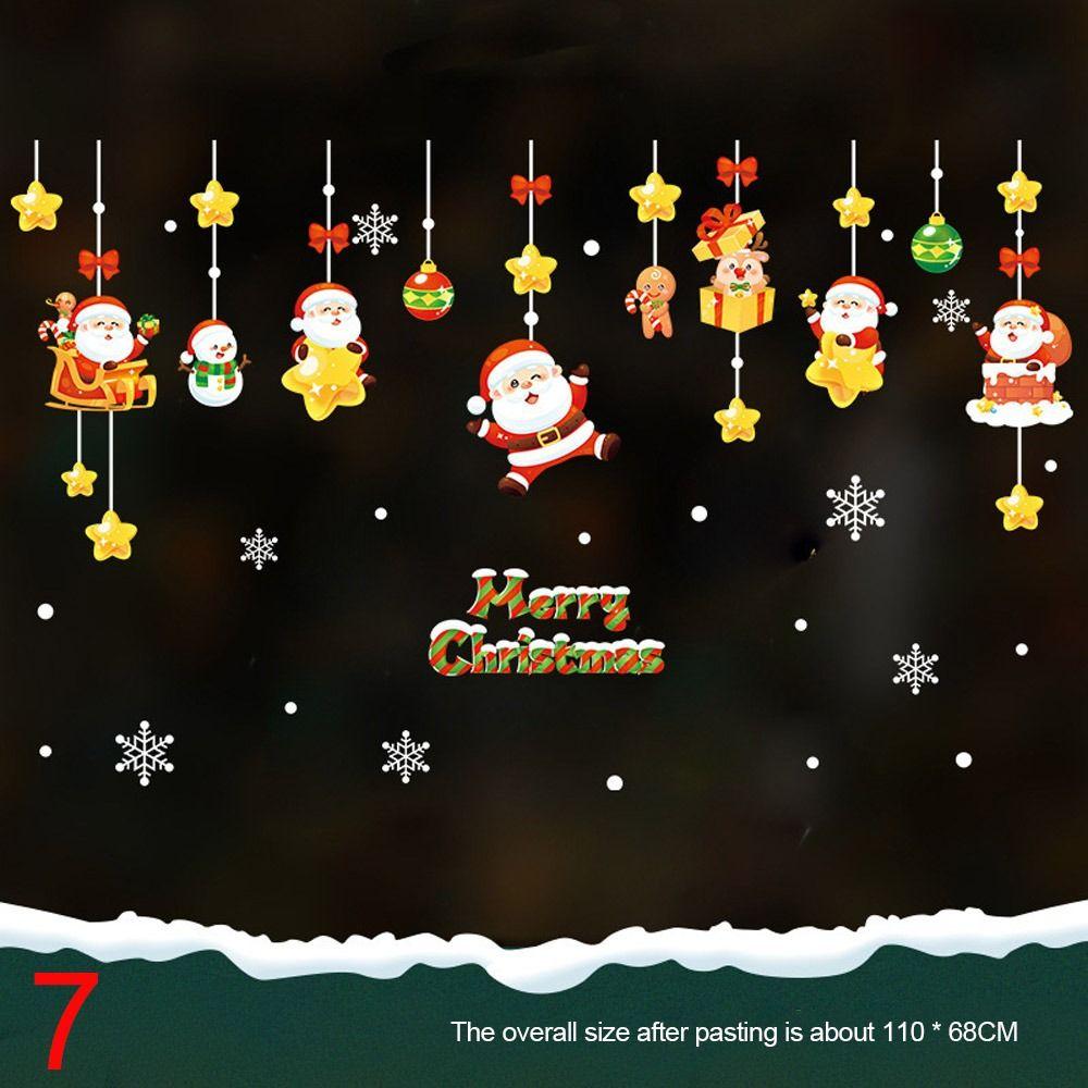 Новогодняя рождественская настенная наклейка Снежинка Санта-Клаус Лось Стеклянная наклейка Подарочная наклейка на окно Домашний декор