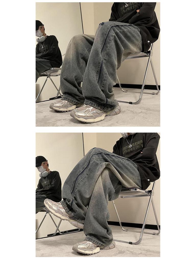 Мужские джинсы широкого кроя в американском ретро-стиле 2024 года - Модный свободный прямой крой для весны и осени