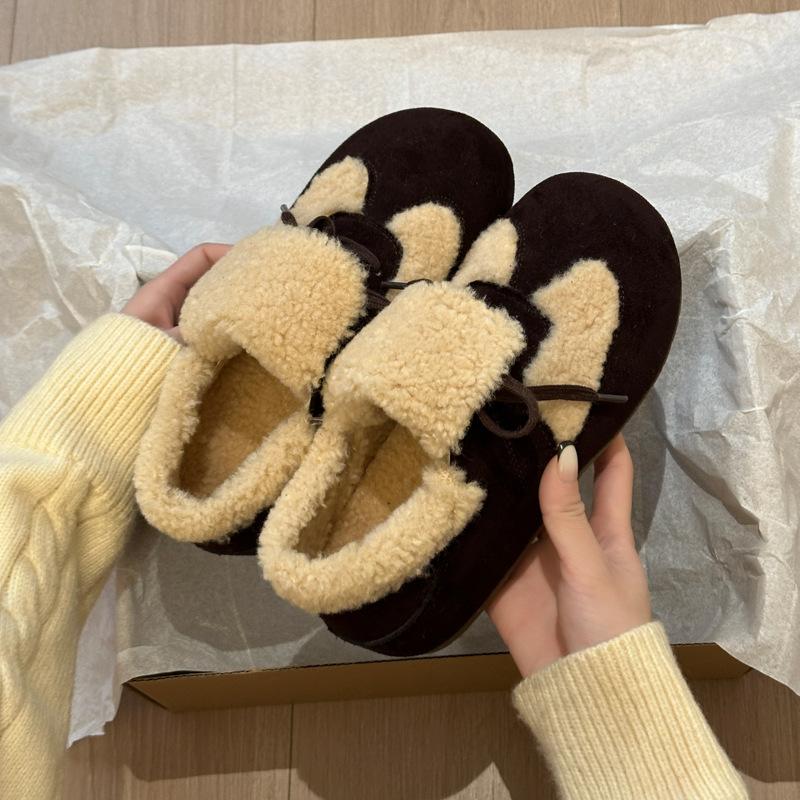Ретро велюровые теплые пушистые Birkenstocks женская верхняя одежда новая зимняя из овечьей шерсти хлопковые туфли на платформе