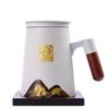 Ceramic Tea Infuser Mug with Wooden Handle
