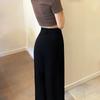 Womens Black Straight Leg Pants High Waist Loose Fit Pear Shapes Plus Size Casual Trousers