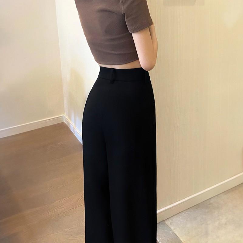 Womens Black Straight Leg Pants High Waist Loose Fit Pear Shapes Plus Size Casual Trousers