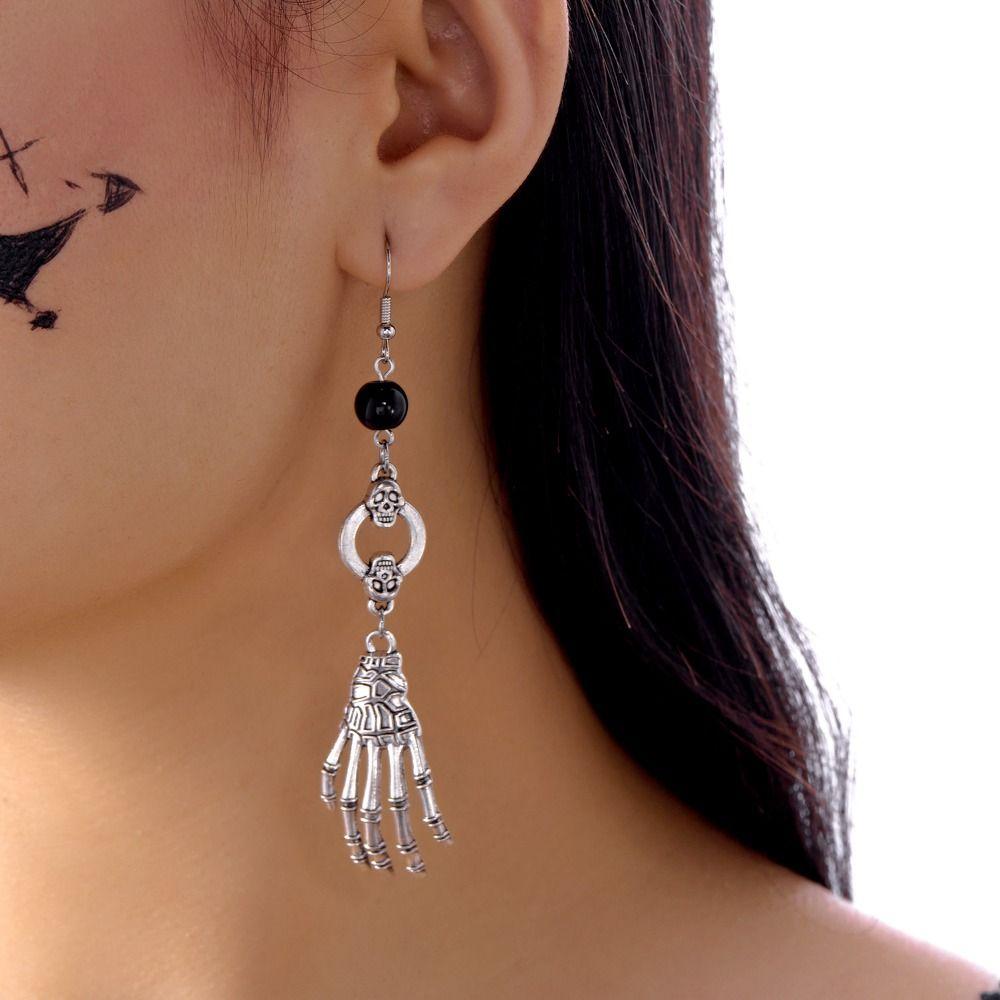 Spider Skeleton Pendant Earrings Punk Style Skull Earrings Vintage Halloween Dangle Earrings Lady