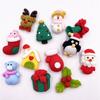 12pcs Colorful Resin Snowman Bear Penguin Santa Claus Tree Gift Box Elk Flatback Scrapbook Craft DIY Accessory Decor Figurine