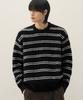 DRAW FIT Wool Hairy Stripe Pullover Knit [Black]