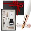 Wordsworth Black Fountain Pen 18K Gold Medium and Extra Fine 25ML Black Ink 6 Ink Ink Refill Gift Smooth Writing Pen Gold Gifts for Men and Women &
