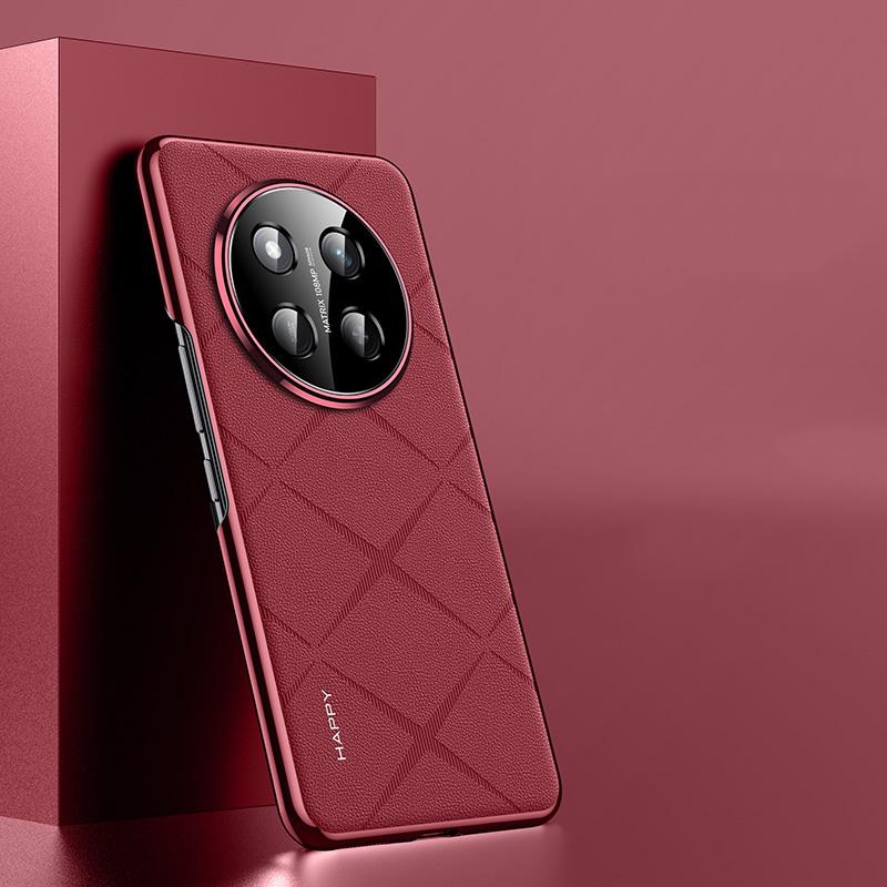 KEYSION Luxury Grid Pattern PU Leather Case for HONOR X9c Plating Hard PC Shockproof Phone Back Cover for Huawei Honor X9c 5G