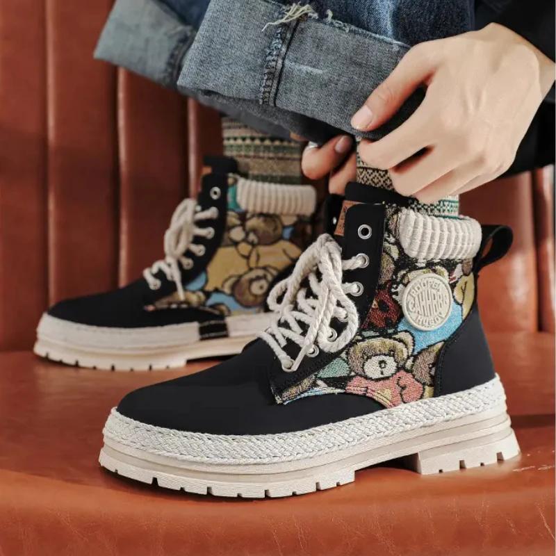 Зимние мужские ботинки на платформе для мужчин, оригинальные мужские ботинки в стиле ретро, удобные кожаные ботинки Zapatillas Hombre