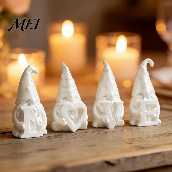 Micro Landscape Figurines 4PCS Pink Faceless Dwarf Ornaments, 3D Printed Gnome Figurines, Sweet Confession Presents Romantic Desk Tabletop Decoration,