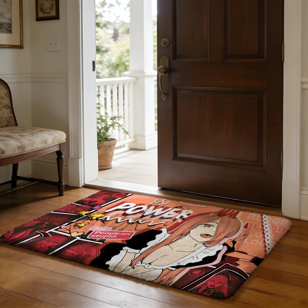 CChainsaw Man Floor Mat Soft Flannel Absorbent Mat Non-Slip Rug Home Bedroom Bathroom