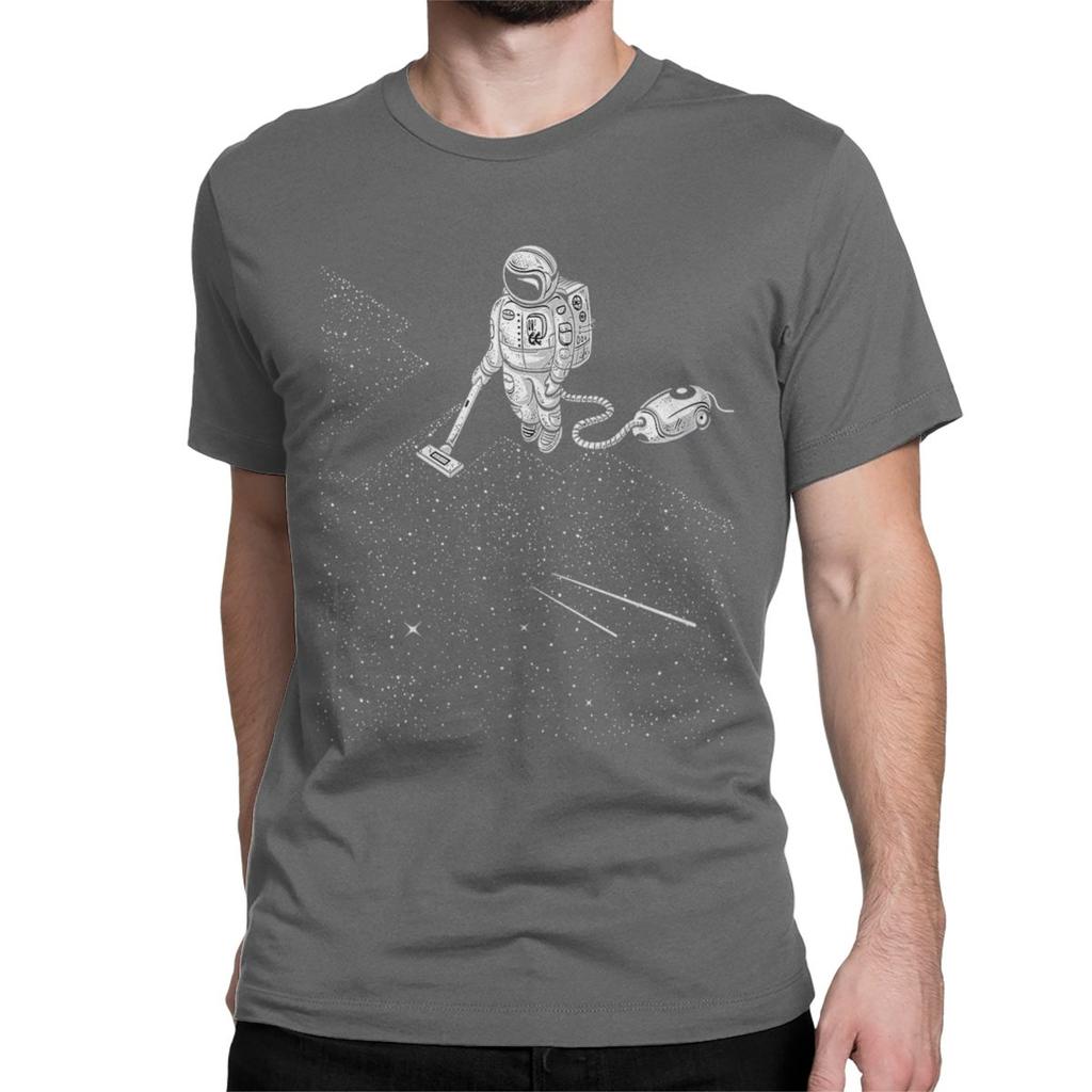 Astronaut Space Vacuum Cleaner T Shirts Men Women Cotton Novelty T-Shirt Round Collar Tees Short Sleeve Clothes Plus Size